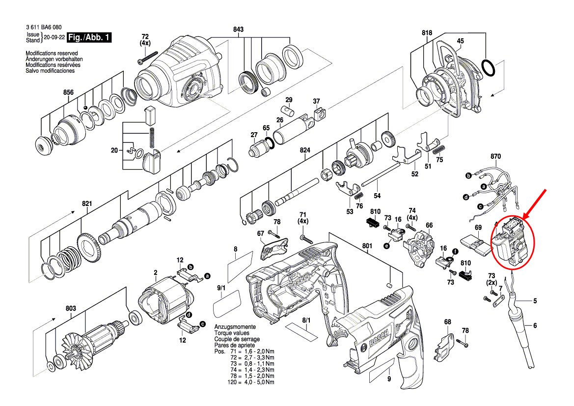 สวิทช์ สว่านโรตารี่ BOSCH GBH220 [#4] Pn.1607200372 (แท้) ##(*)