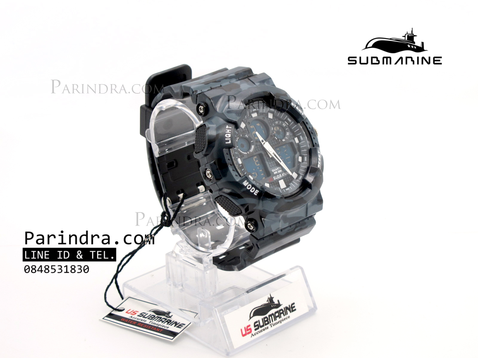 นาฬิกา US submarine รุ่น TP3176M (Military) สีลายพรางทหารสีเทาเข้มๆ หน้าปัดพื้นน้ำเงิน