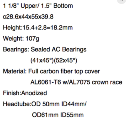 Prestine - ถ้วยคอสำหรับเฟรม Mosso ซางเทเปอร์ SKU: PT-F11CF