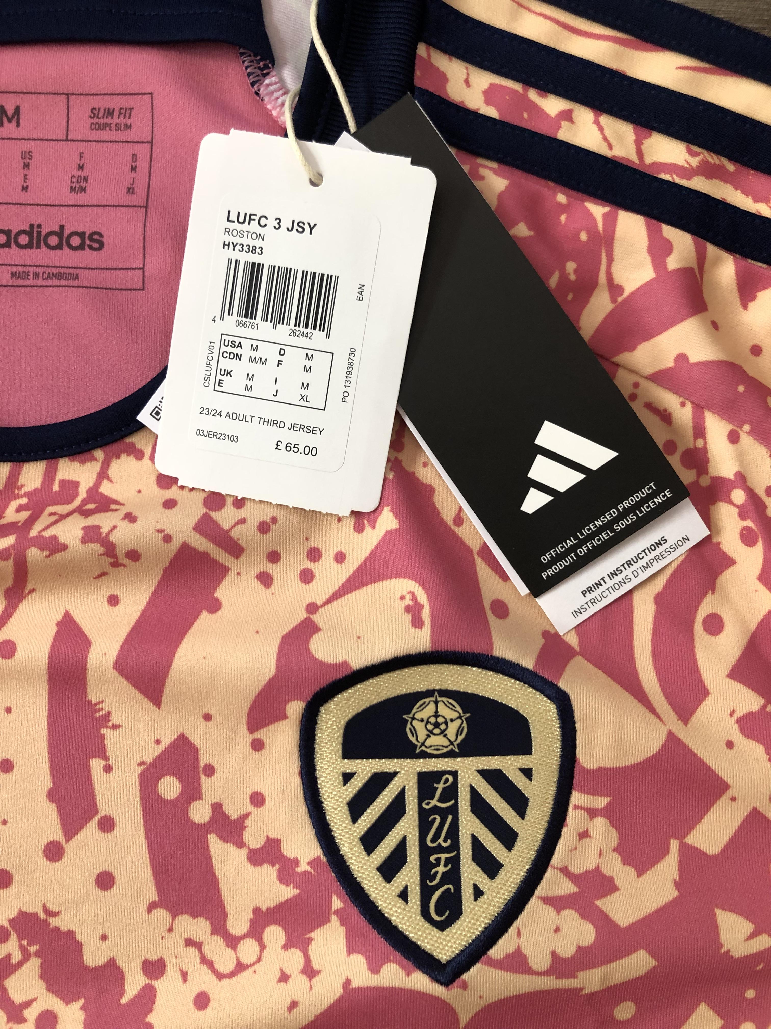 เสื้อฟุตบอล ทีมสโมสรลีดส์ ยูไนเต็ด ชุดเยือน 2023/24 ใหม่ M-Size / LEEDS UNITED Football Shirt Away Kit 2023/24 Jersey NEW M-Size