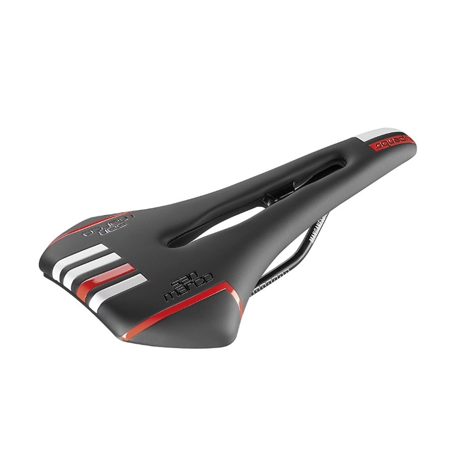 อานเสือหมอบ เบาะจักรยาน SAN MARCO SQUADRA DYNAMIC NARROW Saddle ราง Manganese Glass Fiber Reinforced 277X135