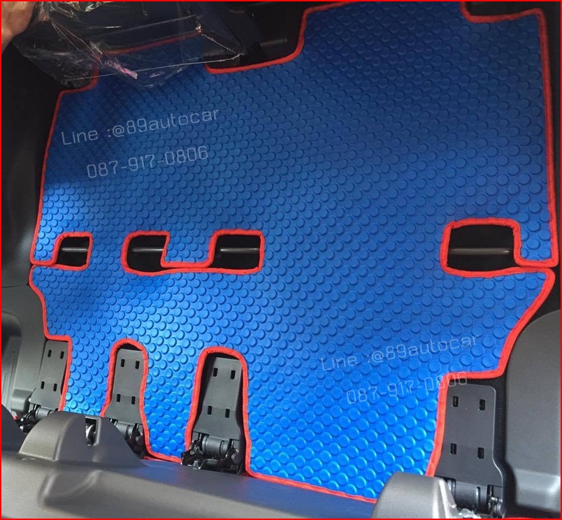 โรงงานพรมรถยนต์ Mitsubishi Pajerosport 2016 กระดุมสีฟ้าขอบแดง