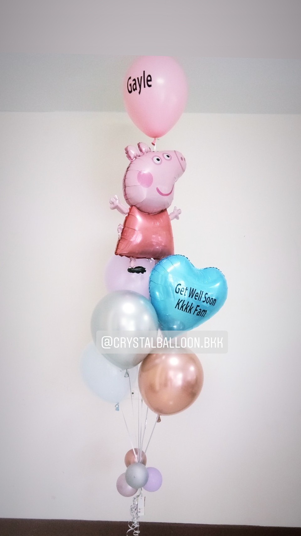 ลูกโป่ง เยี่ยมไข้ Theme Peppa Pig พร้อม ลูกโป่ง 4 ลูก,ฟอยล์หัวใจ ขนาด 18" 1 ชิ้น พร้อมตกเเต่ง สามารถเปลี่ยนสีลูกโป่ง/เปลี่ยนข้อความ/เปลี่ยนสี-ฟอยล์ตกแต่งได้