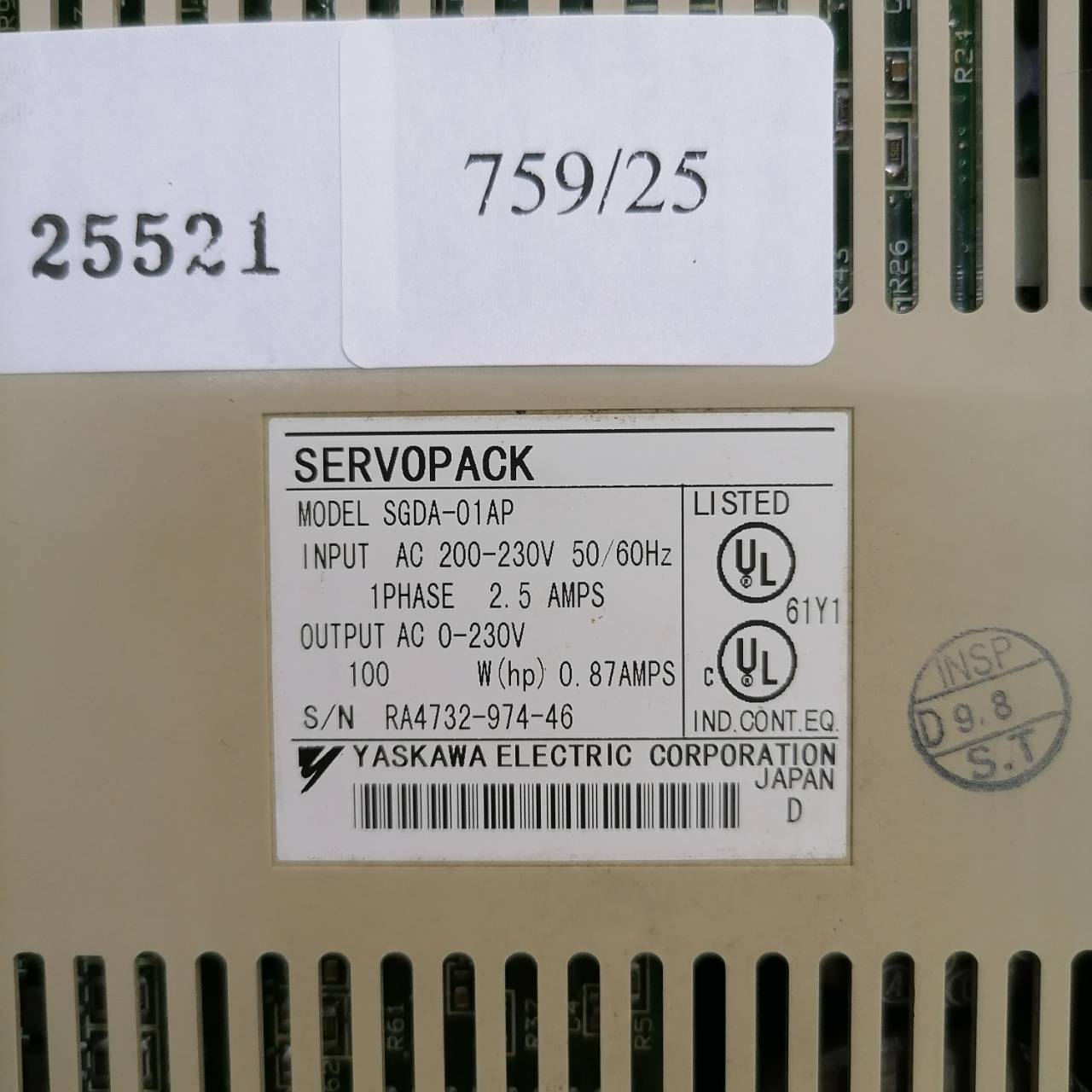 SERVO DRIVE " YASKAWA " รุ่น SGDA-01AP