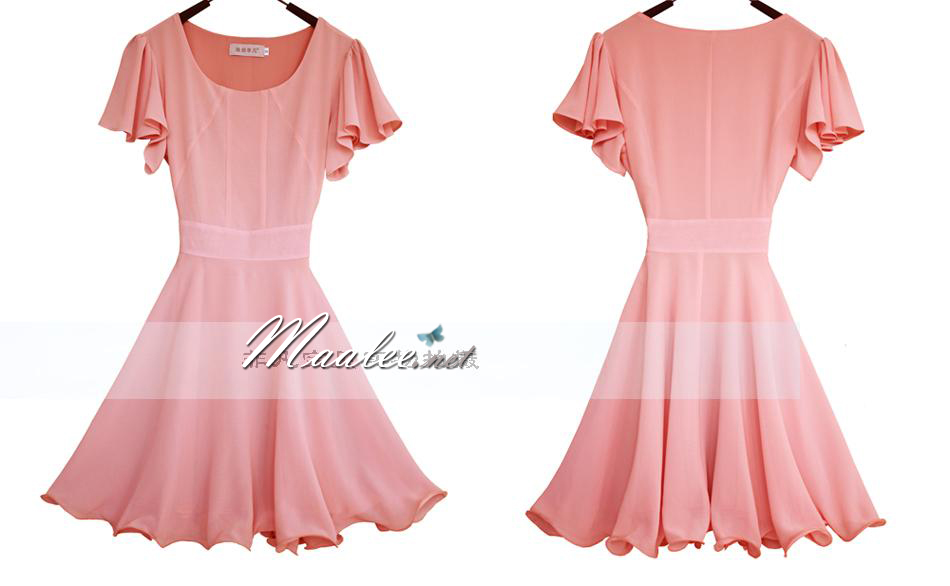 พร้อมส่ง ชุดออกงาน ชุดเดรสชีฟอง Slim Design สีเขียวมินท์ แขนและกระโปรงชายย้วย (เหลือเฉพาะไซส์ L)