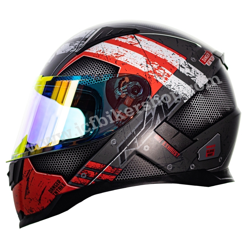 หมวกกันน็อค Real Helmets รุ่น Harrier Robot เทา-แดง