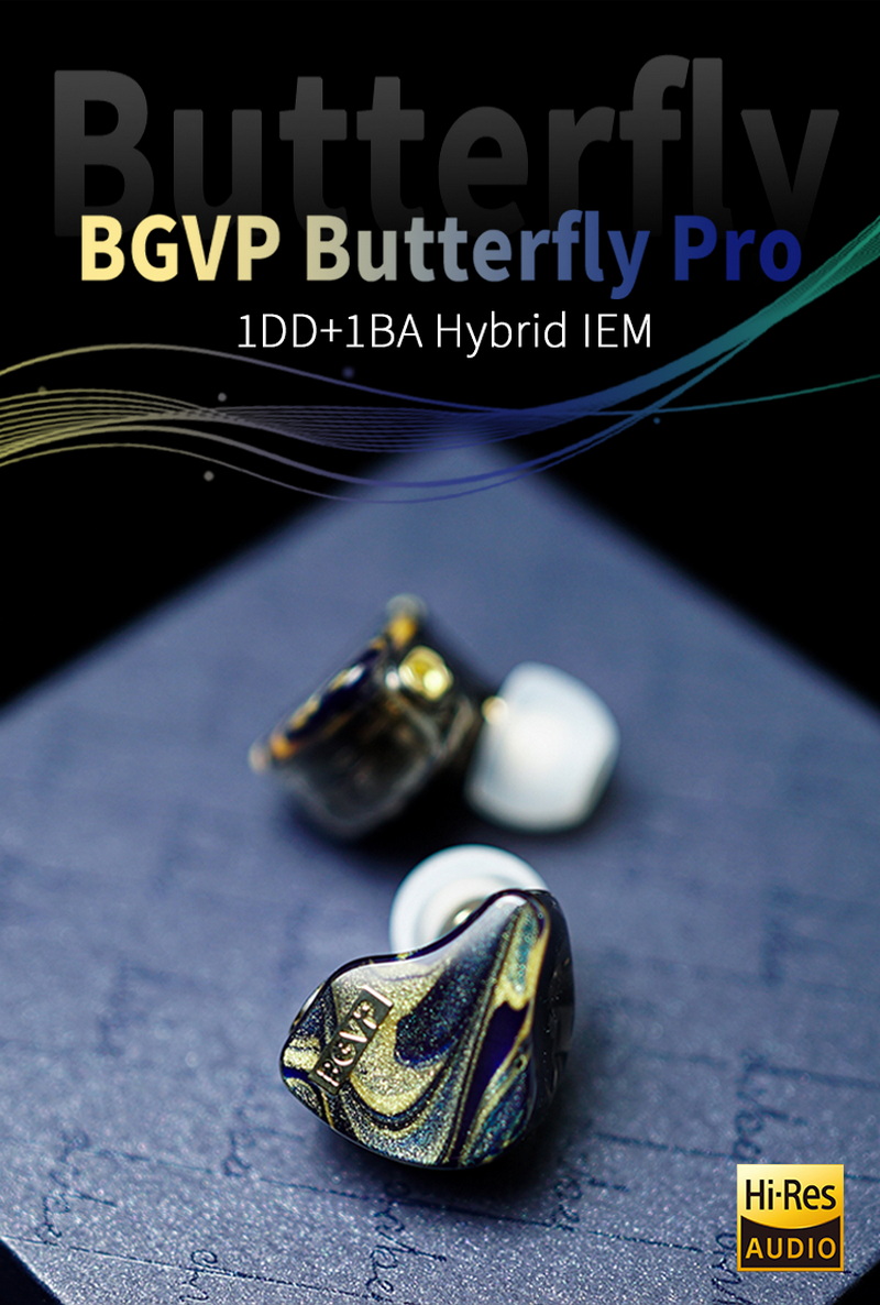 BGVP Butterfly Pro หูฟัง IEMs หูฟัง Hybrid 2 ไดรเวอร์ 1DD+1BA รองรับ Hi-Res ประกันศูนย์ไทย