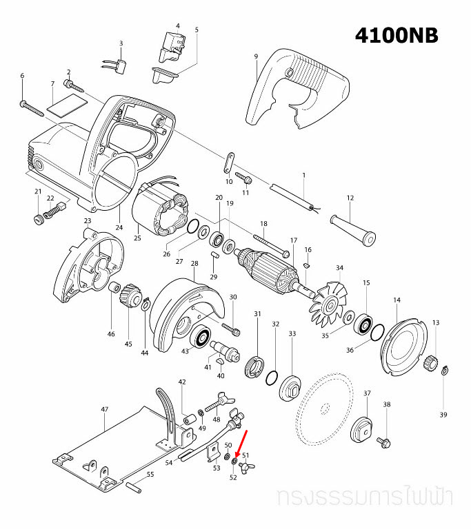 แหวนสปริง เลื่อยวงเดือน, เครื่องตัดคอนกรีต Makita 2414 [#13], 3501N [#41], 5401N [#48], 5402 [#58, 62], 4100NB [#52], 4100NH [#51], 1100 [#41], MT410 [#49], MT560, MT583 [#53] Pn.942101-7 (แท้) ##