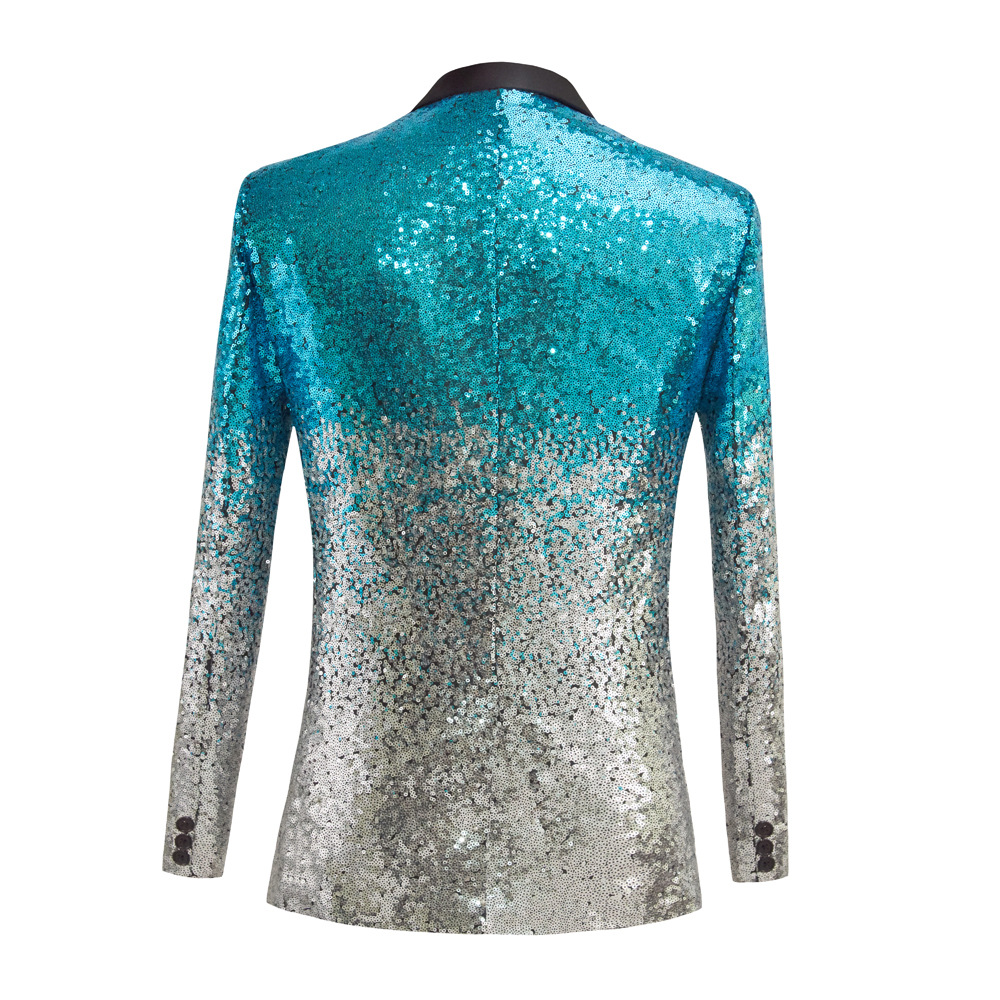 Pre-order เสื้อสูทชาย สูทแฟชั่น สูทกลิตเตอร์ไล่สี สีเขียวเงิน