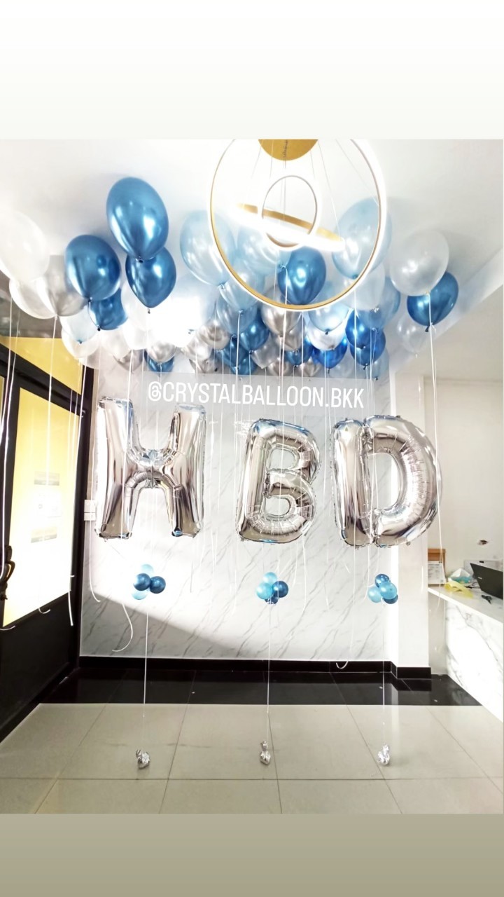 ลูกโป่ง วันเกิด ฟอยล์อักษร HBD ขนาด 40" 3 ชิ้น พร้อมตกแต่ง ลูกโป่งลอยฝ้า 40 ลูก สามารถเปลี่ยนสีลูกโป่ง/เปลี่ยนสี-ฟอยล์อักษรได้