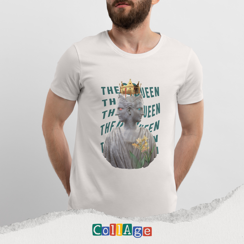 เสื้อยืดพิมพ์ลาย Collage THE QUEEN II รหัส CEA00477 สีขาว #เสื้อยืด #Collage