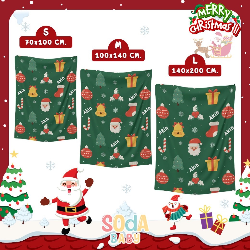 ผ้าห่มเด็ก❤️ใส่ชื่อ+รูปถ่ายได้ ลาย Santa & Santy รหัส CKA00180 🎅🏻🎄 #คริสต์มาส #SOdAbaby