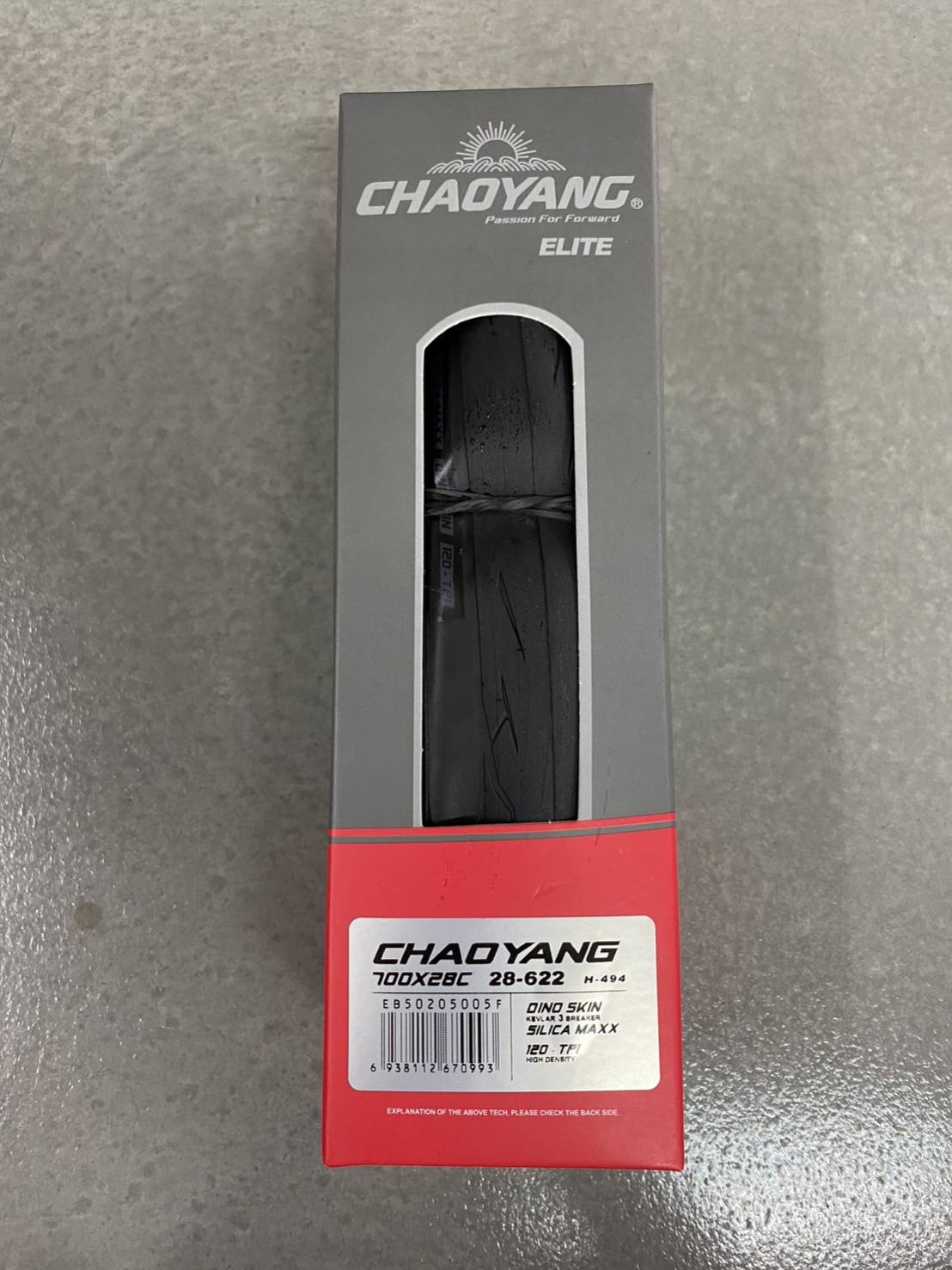 ยางนอกเสือหมอบ Chaoyang 700x28c COMPOUND SILICA MAXX กันหนามแบบ DINO SKIN 120 TPI EB50205005F H-494