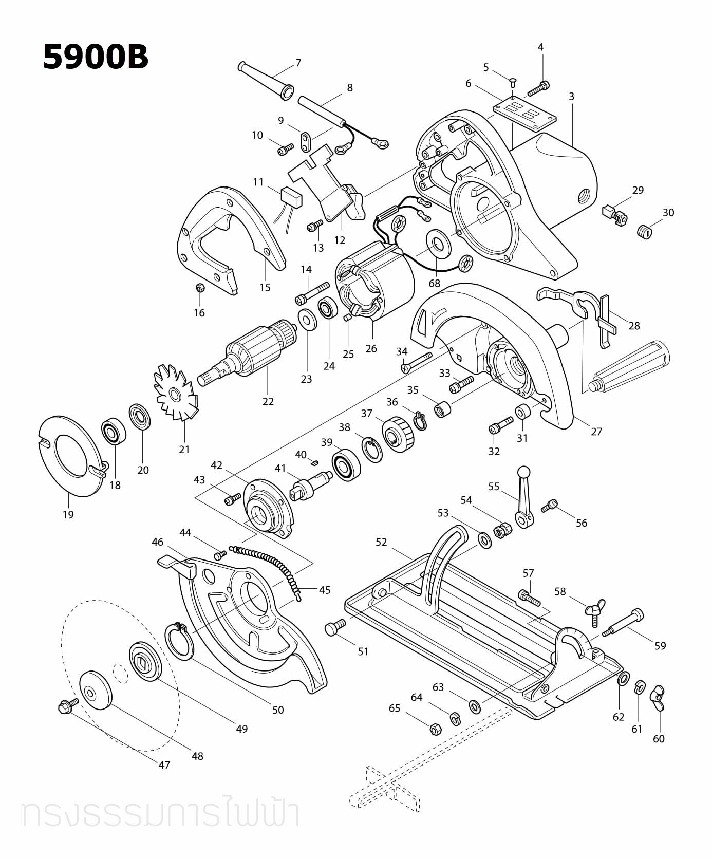 น๊อต เลื่อยวงเดือน Makita 5800NB [#46, 57], 5806B [#5], 5900B [#60], N5900B [#55, #66] Pn.934301-3 (แท้) ##(**)
