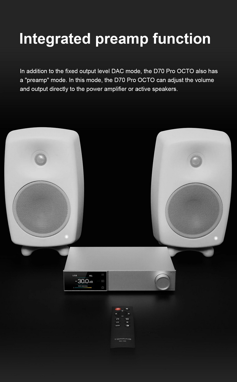 Topping D70 Pro OCTO DAC ตั้งโต๊ะชิป Cirrus Logic CS43198 x8 รองรับ Dual Hi-Res ประกันศูนย์ไทย