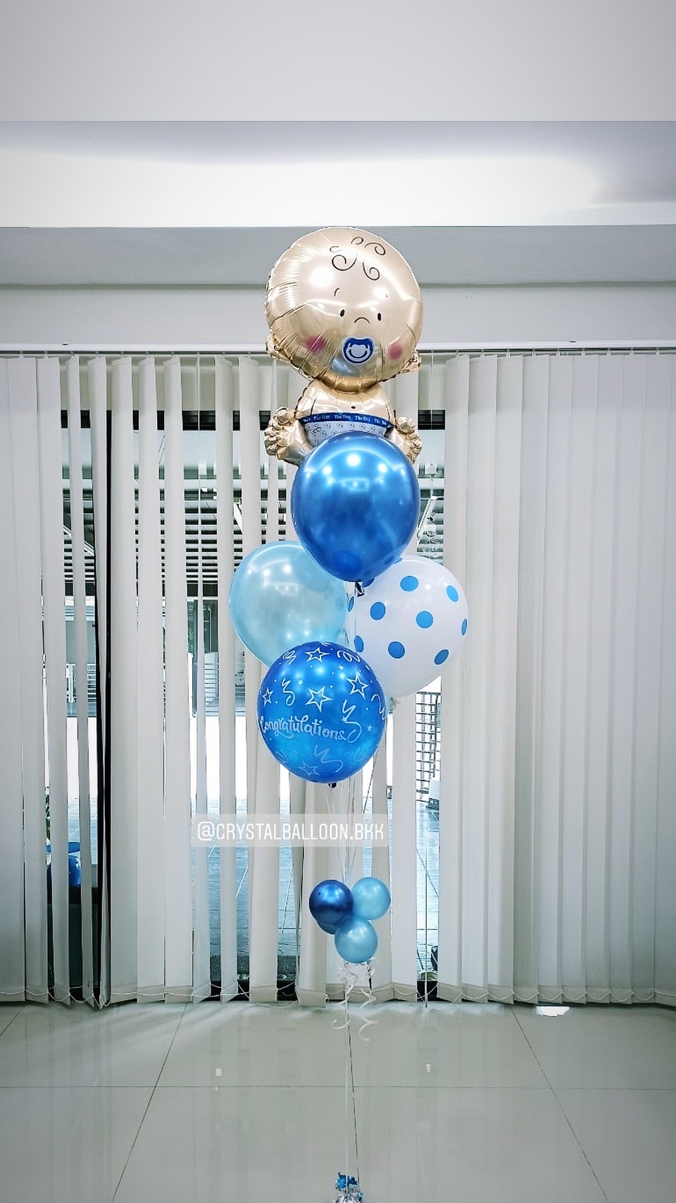 ลูกโป่ง Welcome Baby Boy Theme สีฟ้า พร้อมตกแต่ง ช่อลูกโป่ง 1 ช่อ,ฟอยล์เด็กทารกใหญ่ 1 ชิ้น