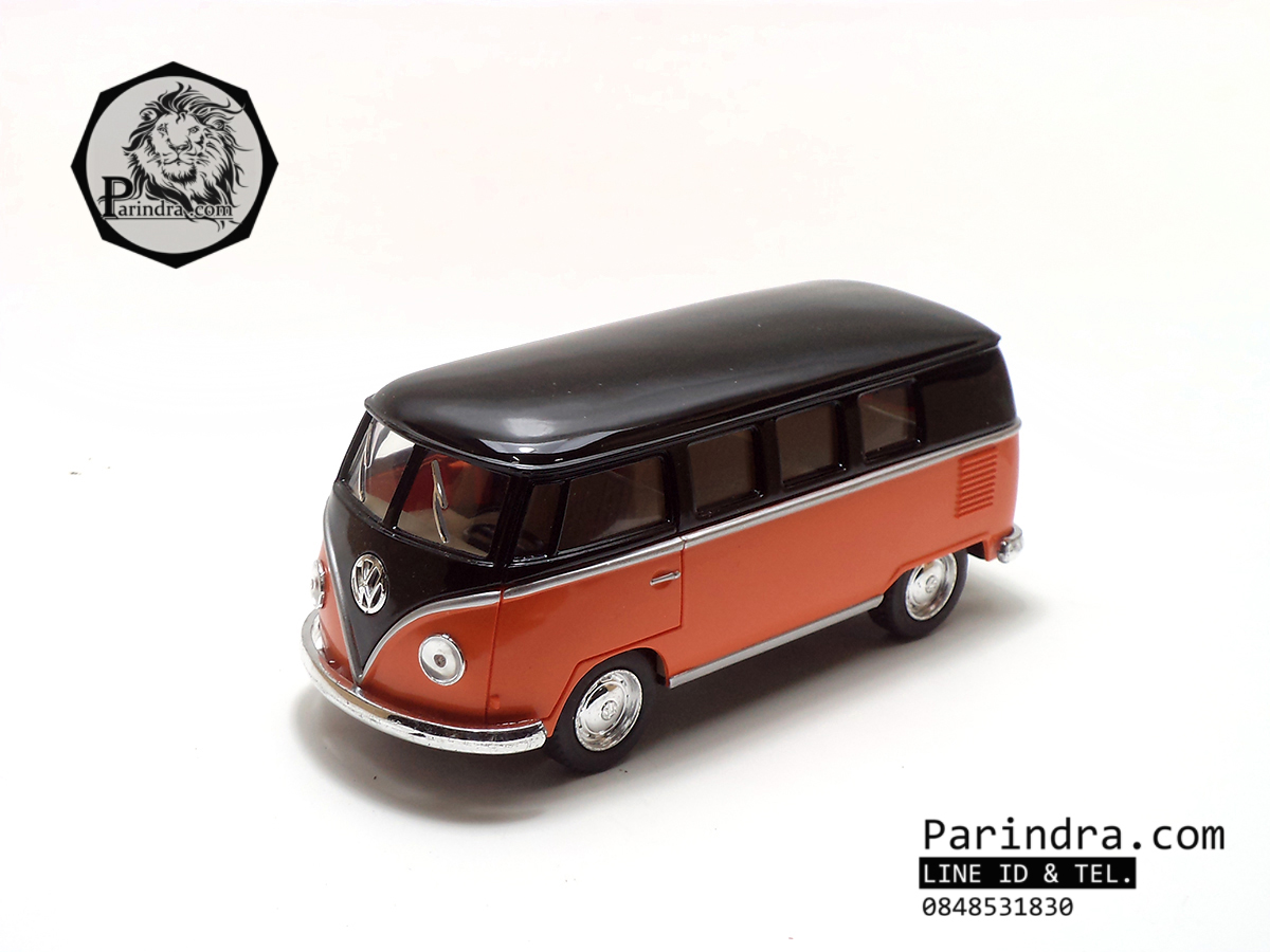 โมเดลรถเหล็ก รถตู้โฟล์ค รถเต่า Volksawagen Classical bus 1962 สีส้ม