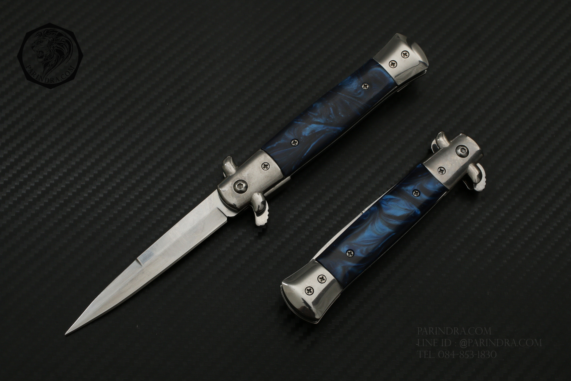มีดพับปลายแหลม รูปทรงสวยคลาสสิก ด้ามสีน้ำเงิน