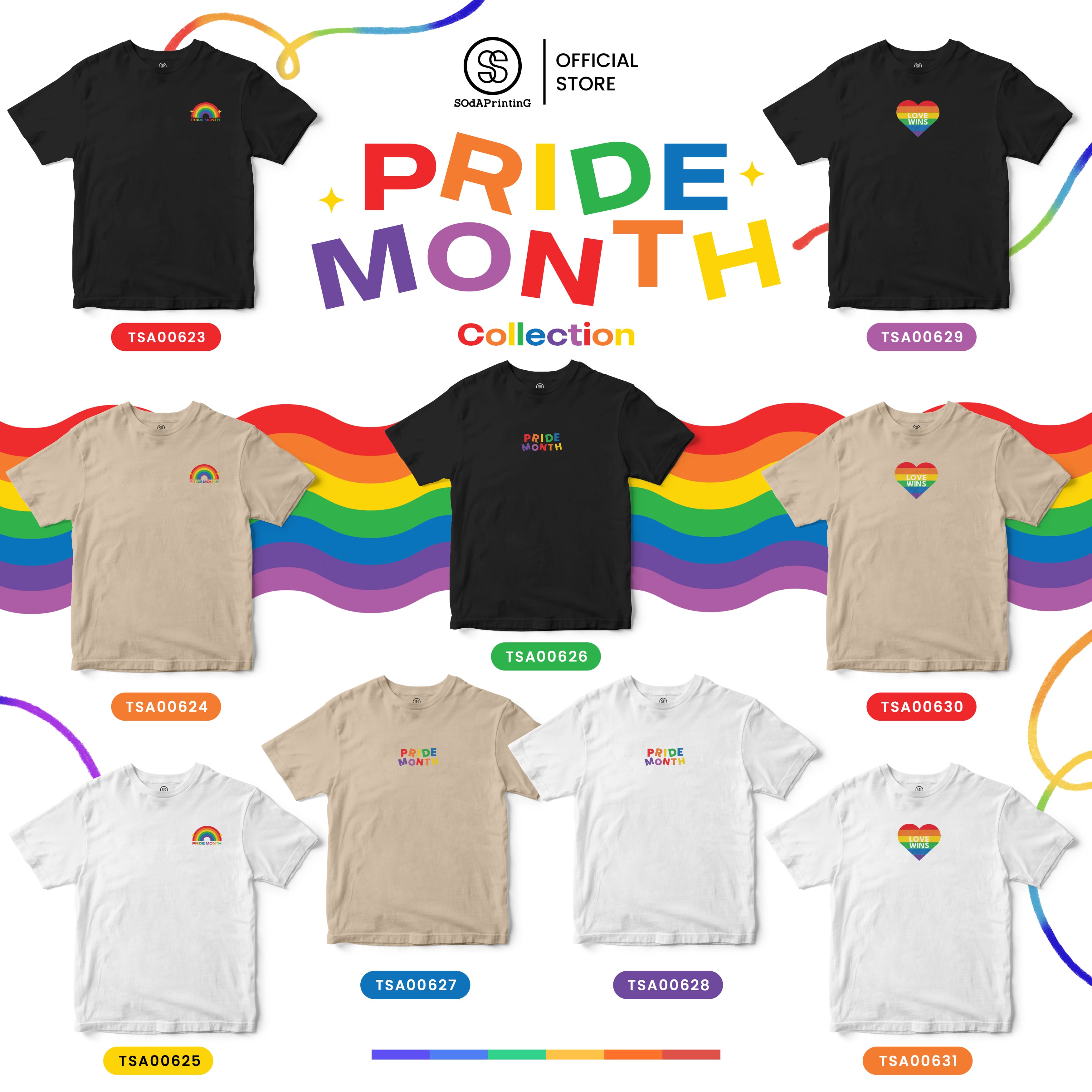 เสื้อยืด PRIDE MONTH COLLECTION 🌈 รหัส TSA00623-TSA00631 (C20) #PRIDEMONTH #SOdAPrintinG