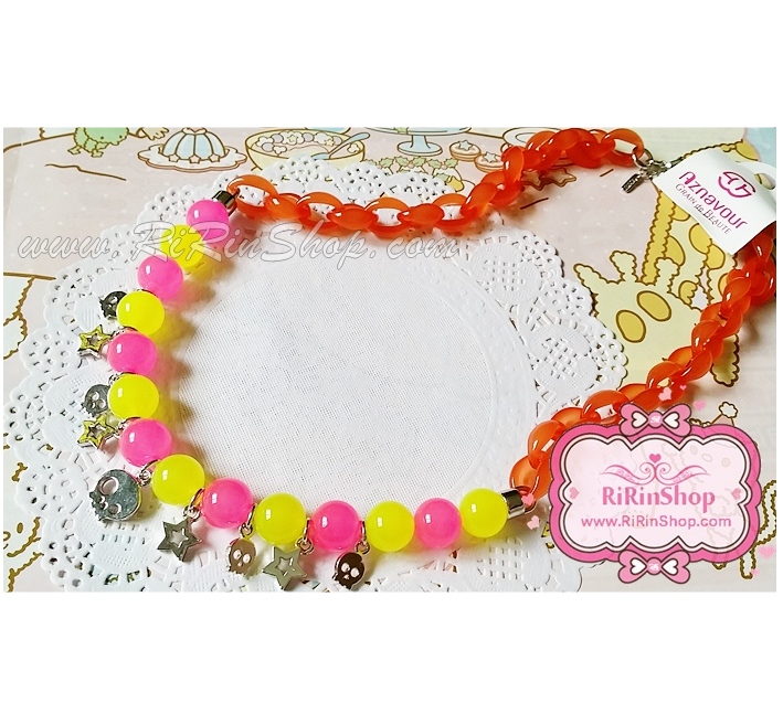 Aznavour สร้อยคอเซลลูโลสจี้กะโหลกและดาว (Peach) ลด 30%