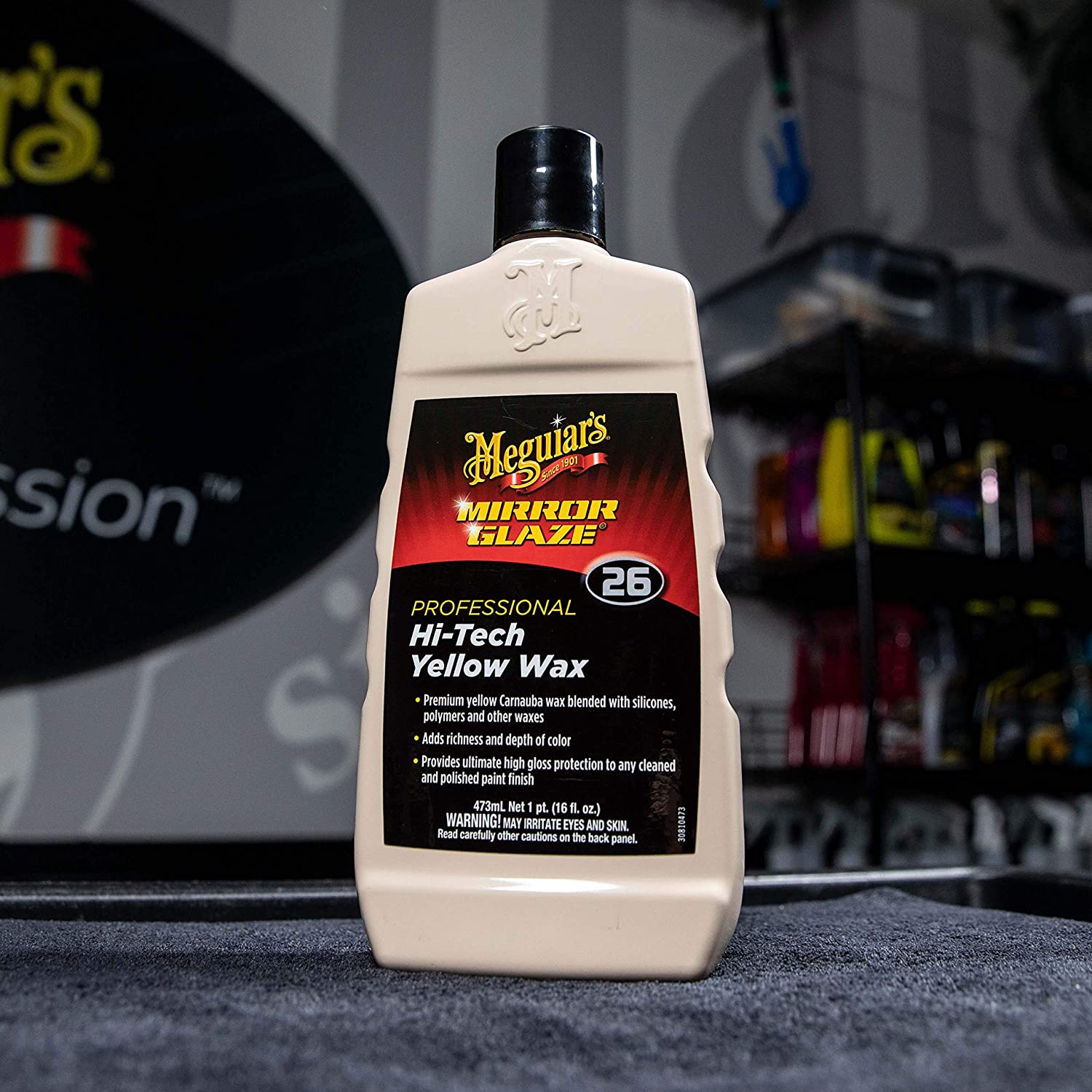 c-135. น้ำยาเคลือบสีรถ ชนิดเงางามพิเศษ Meguiar’s No.26 M2616 Mirror Glaze Hi-Tech Yellow Wax 473 ml. (16 Oz.)