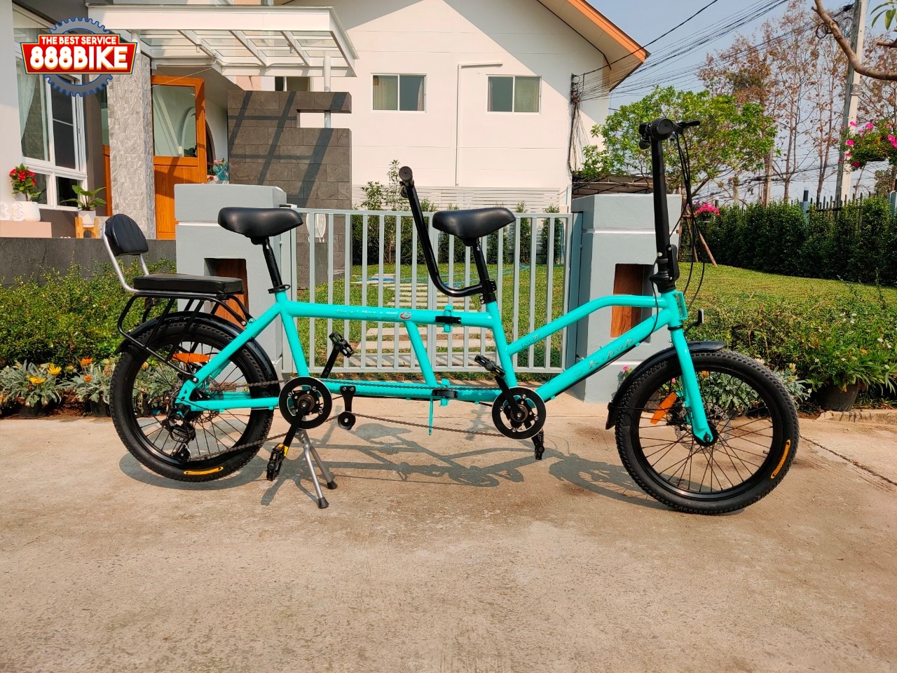 K-POP LG450 จักรยานสองตอน Tandem bicycle Double Folding Bike เกียร์ 8 สปีด พับได้ ล้อ 20นิ้ว เฟรมเหล็ก ปี 2023