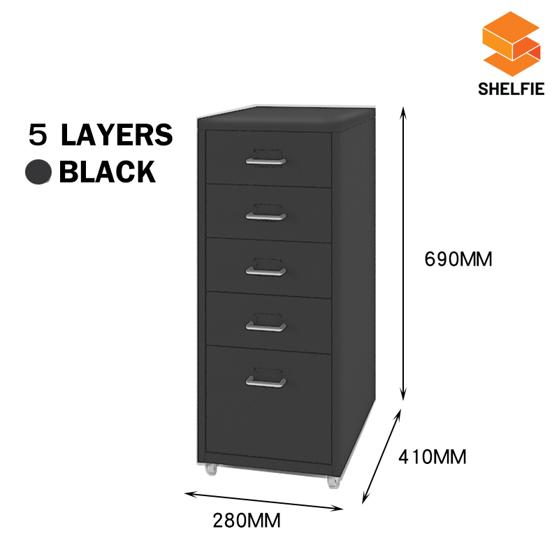 ตู้ลิ้นชักเหล็ก 5 ชั้น : ขนาด ส69cm x ก28cm x ล41 ซม.