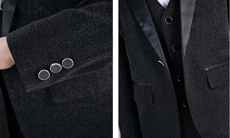 พร้อมเช่า ชุดสูทเด็กชาย สีดำ เนื้อกากเพชร แบบหรูหรา **พร้อมเช่า 120,130,140,150,160,170**