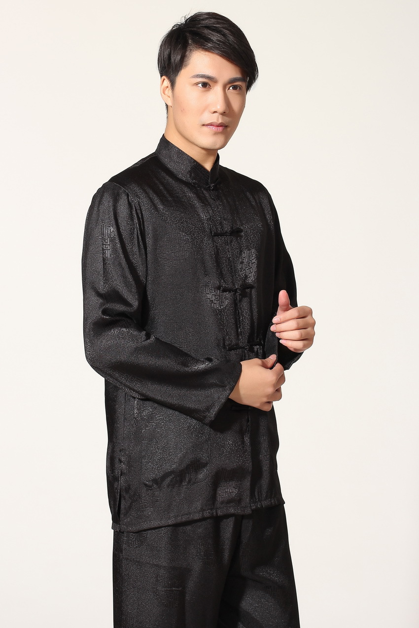 Pre-order ชุดจีน ชาย เสื้อพร้อมกางเกง สีดำ