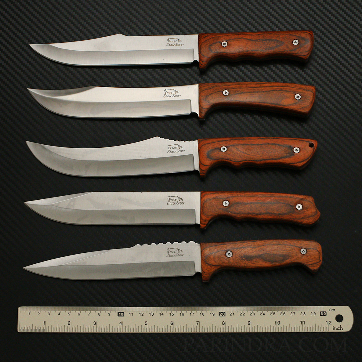 มีดเดินป่า STAINLESS STEEL ด้ามสีน้ำตาลส้ม คุณภาพดีราคาประหยัด ขนาด 12 นิ้ว