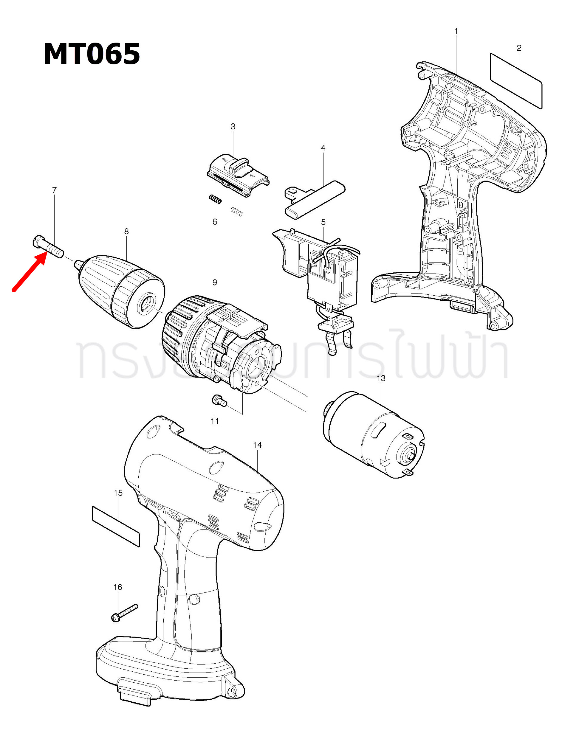 FLAT HEAD SCREW M6X22 สว่านเจาะกระแทกไร้สาย Makita HP330D, DF333, HP333, DDF453, DHP458, DHP482, DDF483, DHP483, DDF484, DHP486, DDF486, MT065 Pn.251468-5 (แท้) ##(*)