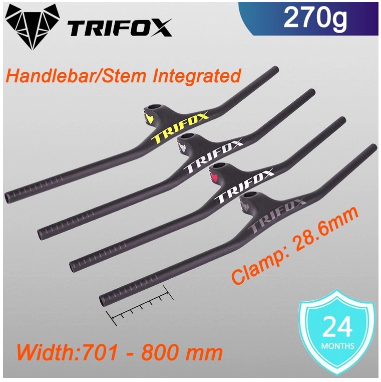 แฮนด์ตรงคาร์บอน TRIFOX TL-CHB03 Flat Integrated handlebar Mountain handle bar and Stem 2020