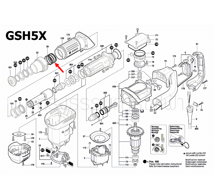 สปริง เครื่องสกัดคอนกรีต Bosch บอช GSH5X, GSH500 [#28] Pn.1619P08759 (แท้)##