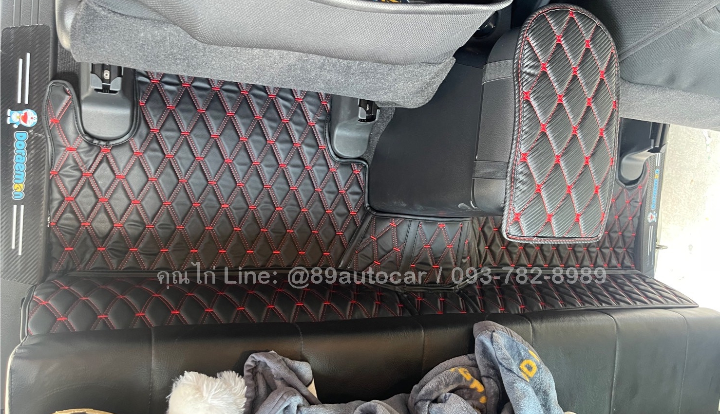 พรมรถยนต์ Mitsubishi Triton Cab 2017 พรมVVIP ด้ายคู่ สีดำด้ายแดง