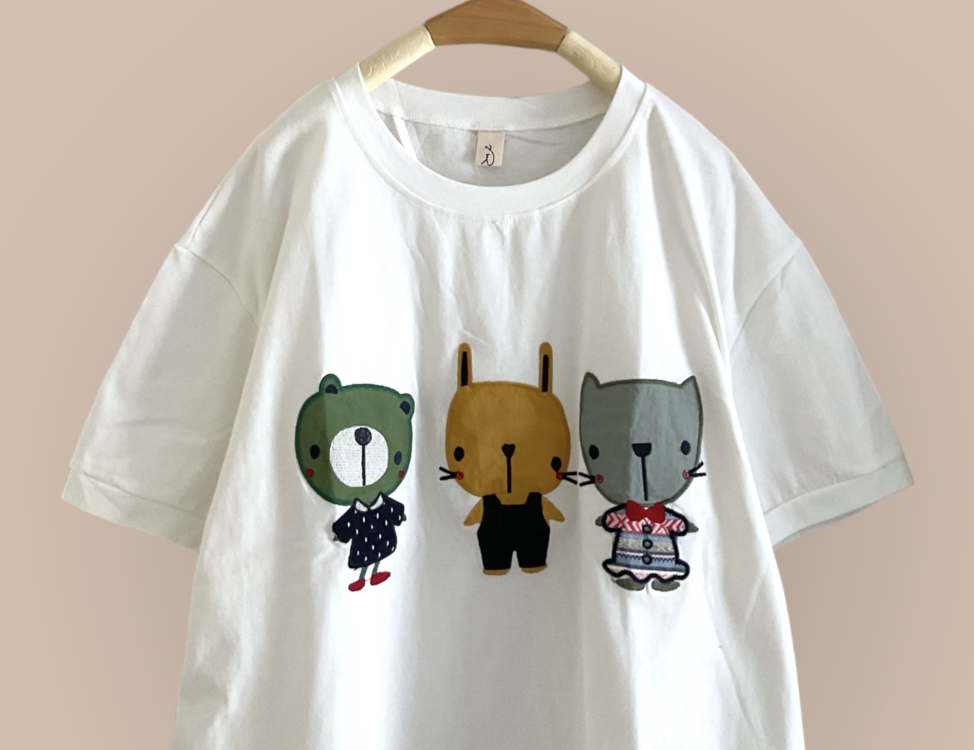 เสื้อยืดลายปักหมี~กระต่าย~แมว