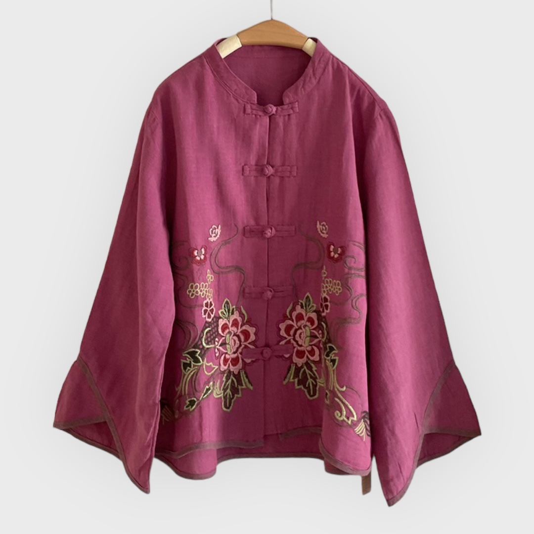 เสื้อคอจีนผ้าลินินลายปัก