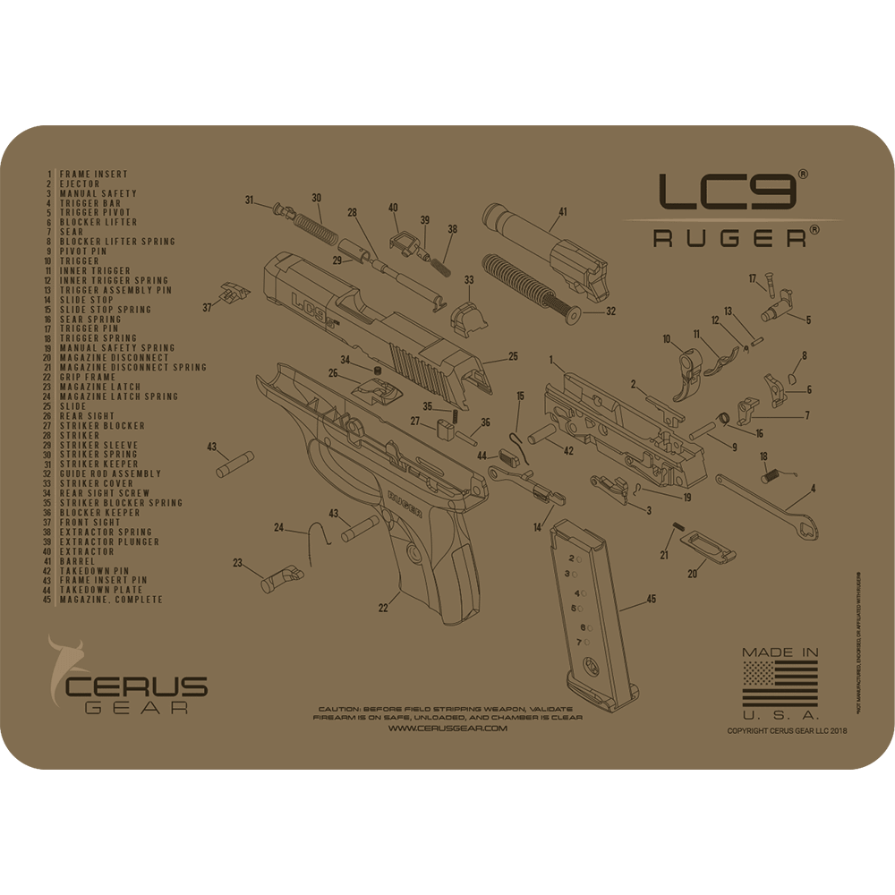 RUGER LC9® SCHEMATIC Coyote PROMAT