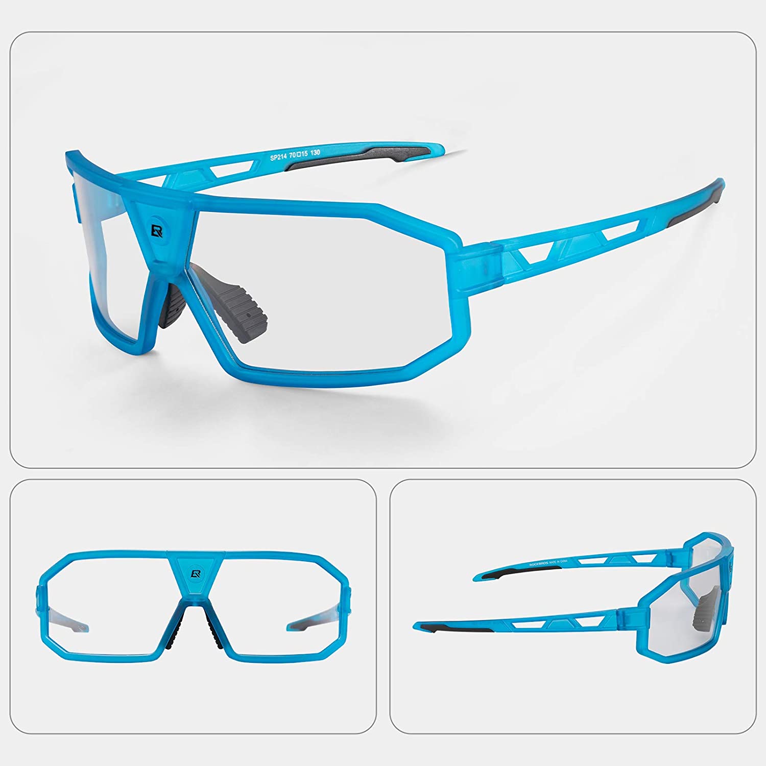 แว่นตา ROCKBROS Glasses Photochromic / Polarized Lens Myopia Frame (ฟ้า,ดำ)