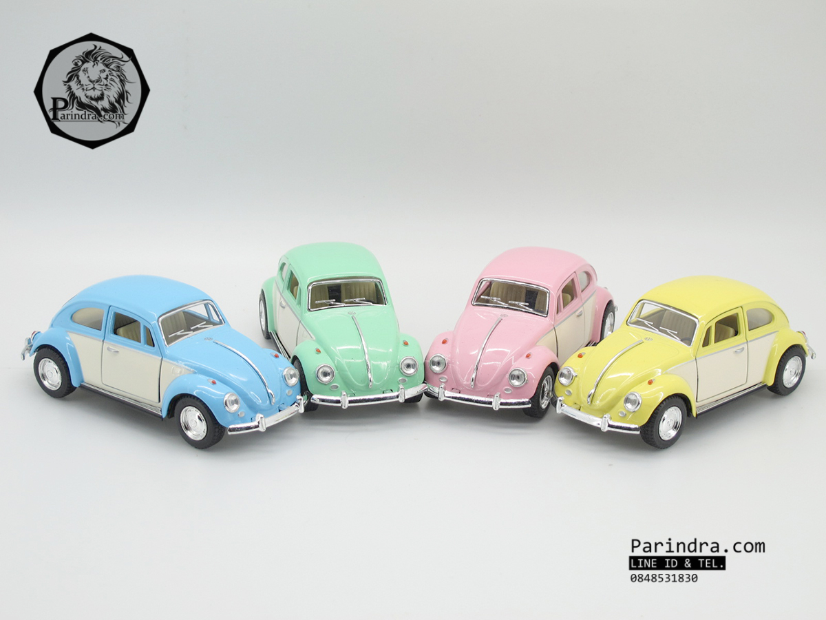 โมเดลรถเหล็กรถเต่า Volkswagen 1967 อัตราส่วน 1:32 สีเขียวอ่อน ประตูขาว