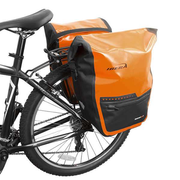กระเป๋าแพนเนียร์ปลดเร็ว ขั้นเทพ IBERA PakRak Waterproof Panniers, 30ลิตร, IB-BA20-O กันน้ำ สีส้ม (ต่อคู่)