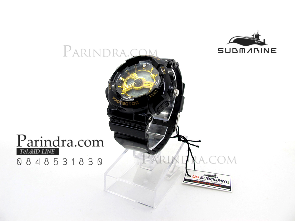 นาฬิกา US submarine Adventure Protector รุ่น TP3163L สีดำ-ทอง พื้นหลังเทา