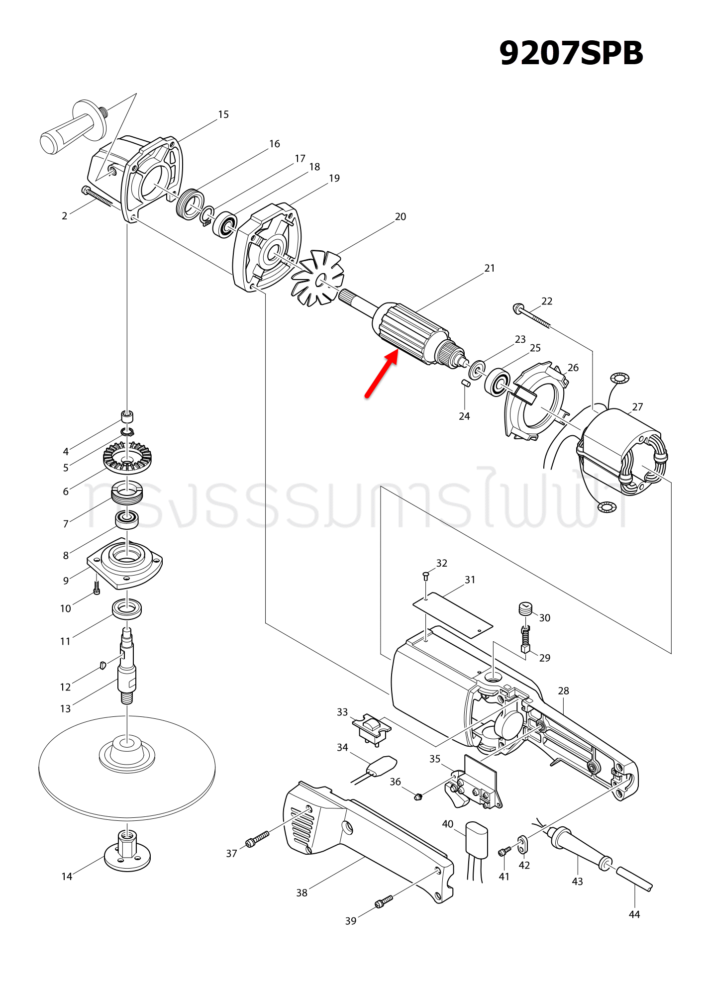 ทุ่น เครื่องขัดเงามีขนแกะ Makita มากีต้า 9207SPB (แท้) ##