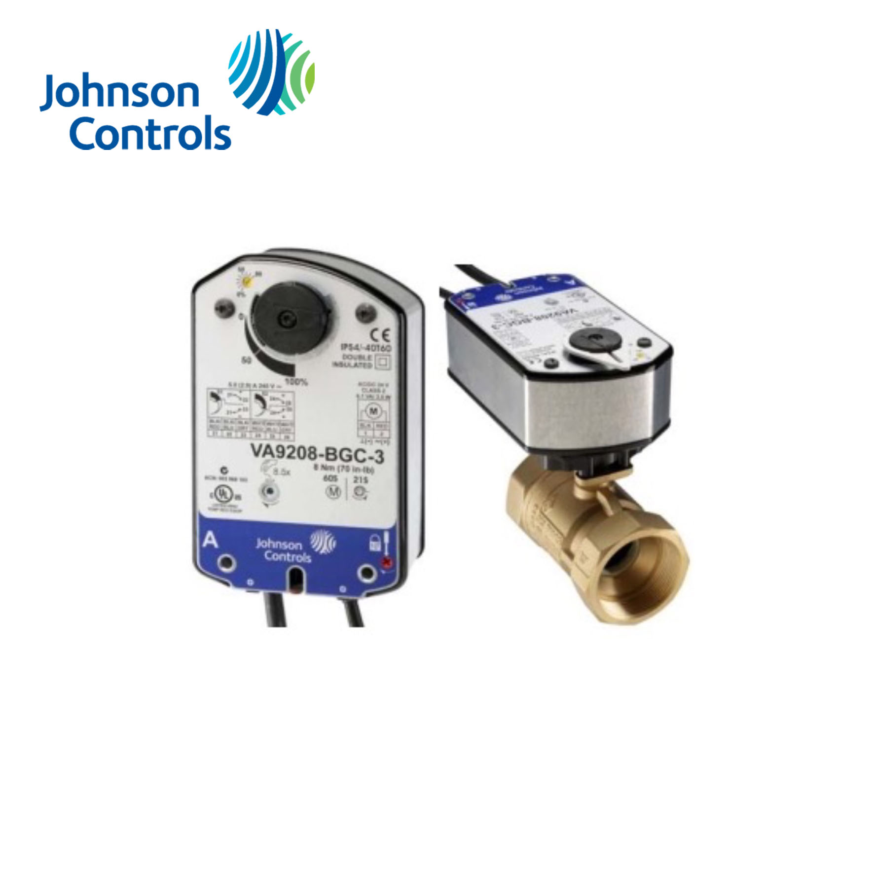 JOHNSON CONTROLS Model VA9208-GGA-1 Electric Spring Return Valve Actuators ,24 VAC