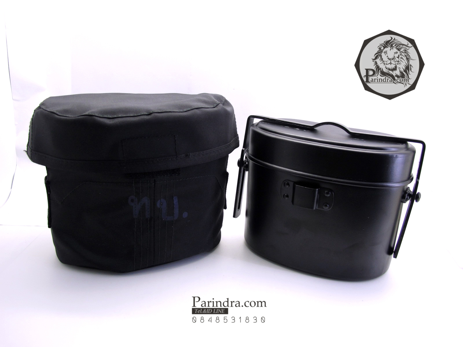 หม้อสนามอลูมิเนียม ทรงอเมริกัน อย่างดี ทบ. สีดำสนิท