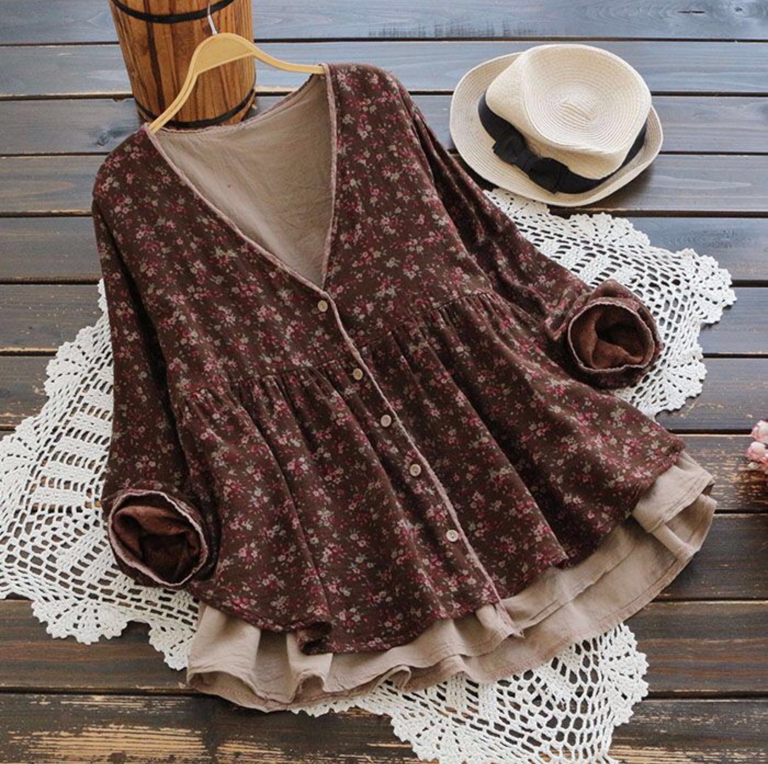 เสื้อผ้าฝ้ายนุ่มลายดอกไม้