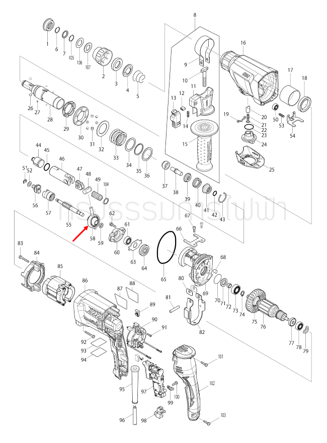 SWASH BEARING 10 สว่านโรตารี่ Makita BHR242, DHR242, BHR243, DHR243, HR2300, HR2600, HR2601, HR2610, HR2611F, HR2611FT Pn.219020-5 (แท้) ##