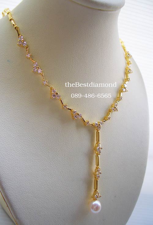 BN023+++สร้อยเพชร Y styleพร้อมตุ้งติ้งไข่มุก++สร้อยเพชรรูป Y งานModern น่ารัก ใส่แล้วดูดี เพชรแวววาว วิ๊งๆ สวยค่ะ ใส่ออกงานได้สบาย งานน่ารักม๊าก