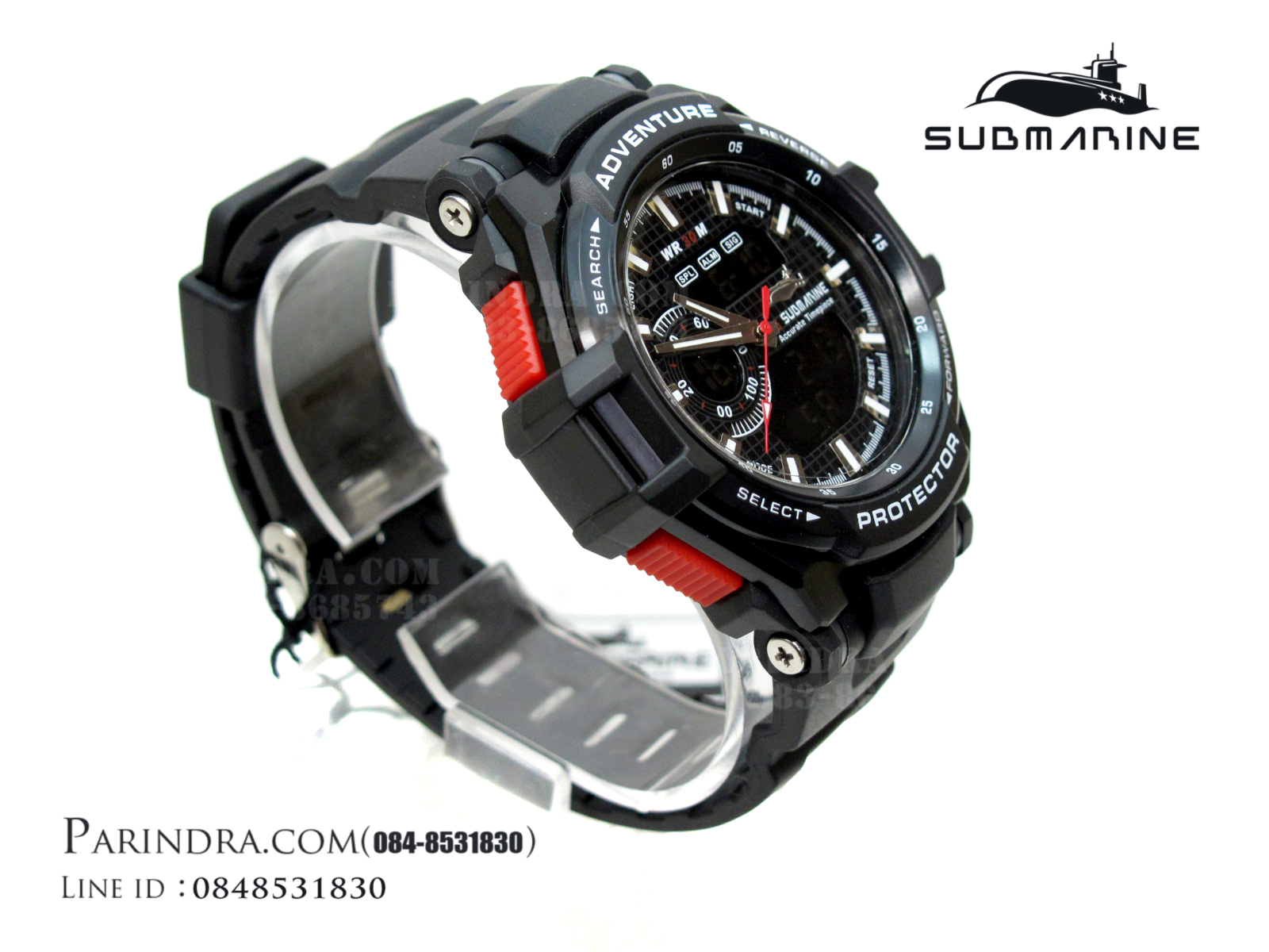 US submarine Protector รุ่น TP3135M สีดำตัดแดง พื้นดำ