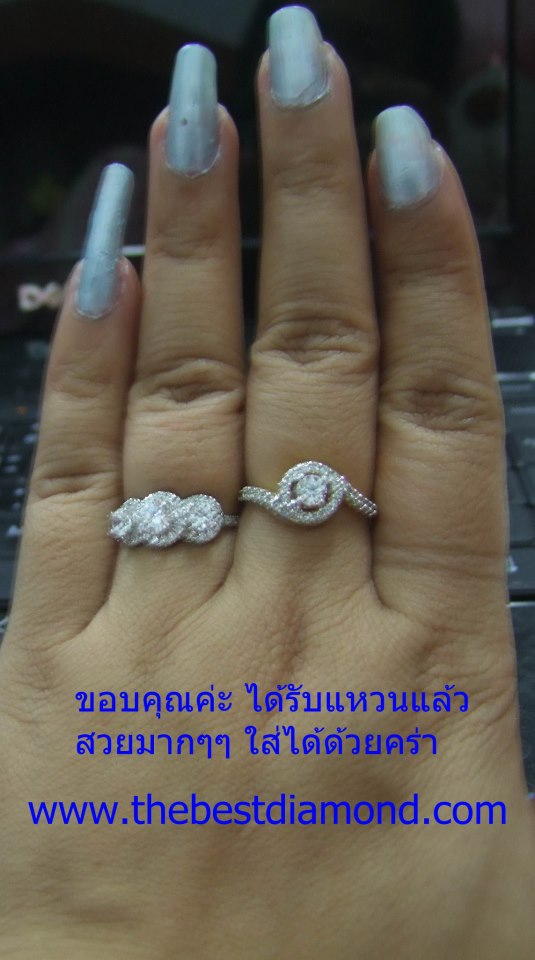 SR001RD+++3 Diamonds Luxury Style+++แหวนเงินแท้ ดีไซน์สวยหรู แบบร้านจิวเวลลี่ทันสมัย ตามcounter ห้างเลย เหมือนของแท้สุดๆ เล่นไฟวิีงๆ รับประกันความสวย