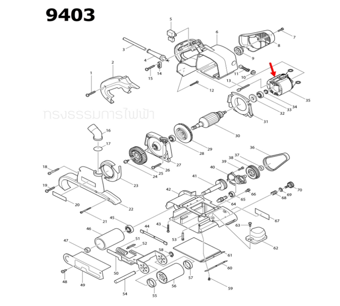 ฟิลคอยล์ เครื่องขัดสายพาน Makita มากีต้า 9403 [#35] Pn.596193-4 (แท้) ##(*)